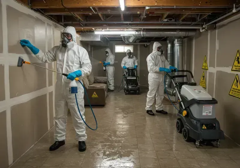 Basement Moisture Removal and Structural Drying process in Four Oaks, NC